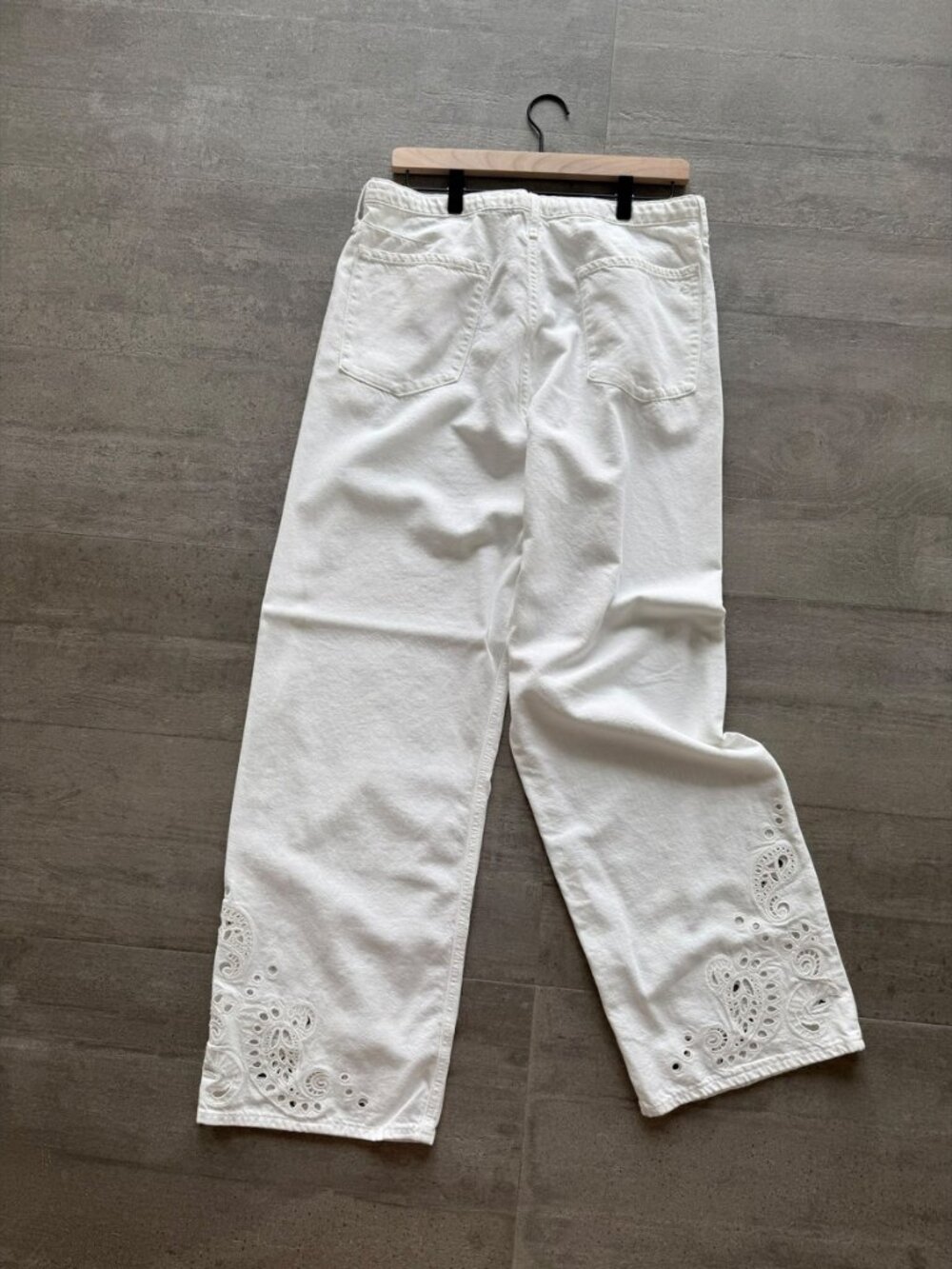rag & bone Phoebe Drawstring Wide Leg Jeans White Eyelet L